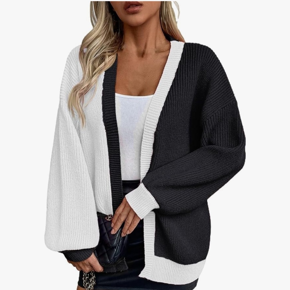 Elegant Black and White Women's Cardigan
